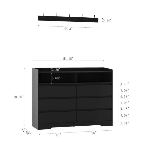 6 Drawer Dresser, Chest of Drawers with Led Lights, White Dresser for Bedroom 100% Waterproof, Modern Wooden Dresser with Sturdy Frame for Living Room, Entryway, Bedroom, Hallway - Image 8