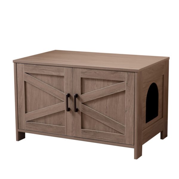 Cat Litter Box Enclosure, Litter Box Furniture Hidden with Barn Door, Wooden Cat Washroom Furniture, Cat House, End Table, Fit Most of Litter Box - Image 7