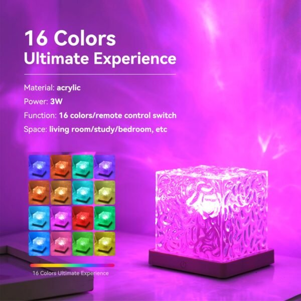 Ocean Wave Ceiling Projector, Midnight Aura Lamp Water Lamp with Remote Control, 16 Colors Wave Night Light for Room Decor - Image 2